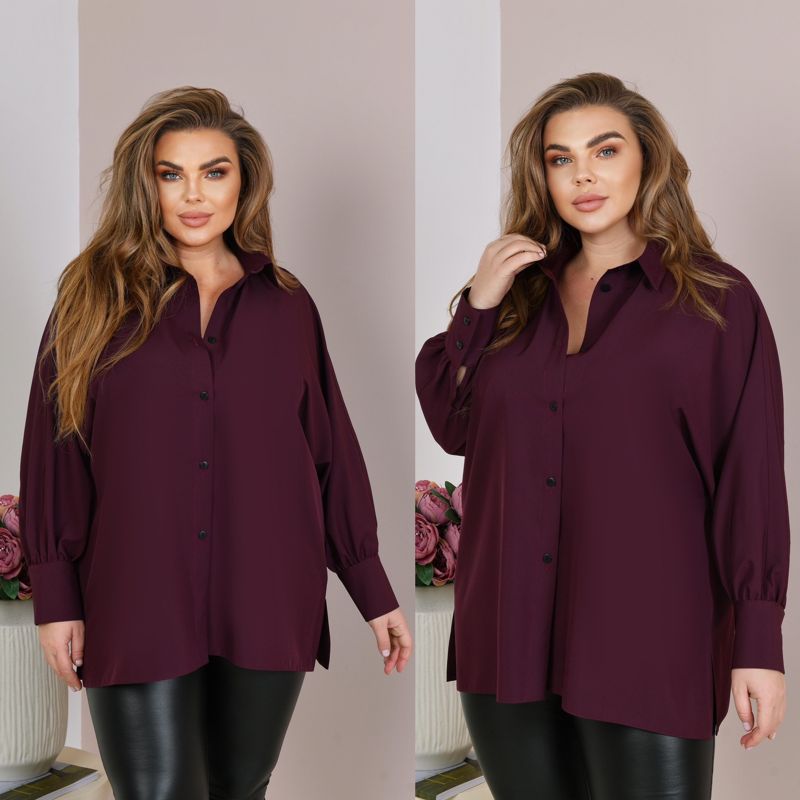 Блуза вільного крою подовжена софт колір марсала