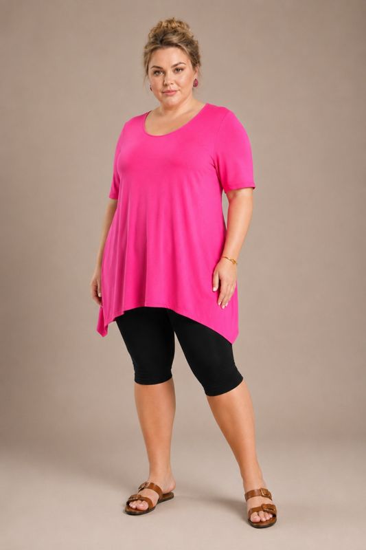 Костюм повсякденний жіночий (туніка А-силует з асиметричним низом та бриджі) віскоза колір малиновий